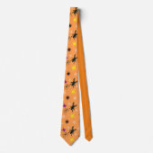 Leuke oranje Halloween spin heren stropdas (Voorkant)