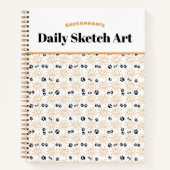 Leuke Oranje Hand getrokken Sun Paws Patroon Notitieboek (Voorkant)