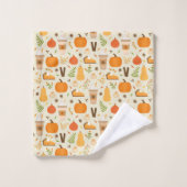 Leuke Oranje Herfst Patroon Bad Handdoek (Wasdoekje)