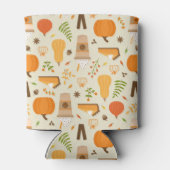 Leuke Oranje Herfst Patroon Blikjeskoeler (Achterkant)