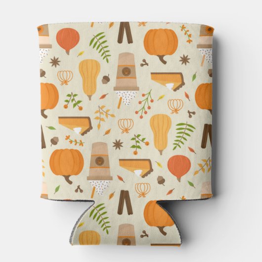 Leuke Oranje Herfst Patroon Blikjeskoeler (Achterkant)