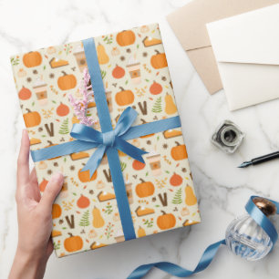 Leuke Oranje Herfst Patroon Cadeaupapier
