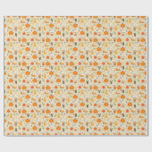 Leuke Oranje Herfst Patroon Cadeaupapier (Vlak)