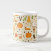 Leuke Oranje Herfst Patroon Grote Koffiekop (Rechts)