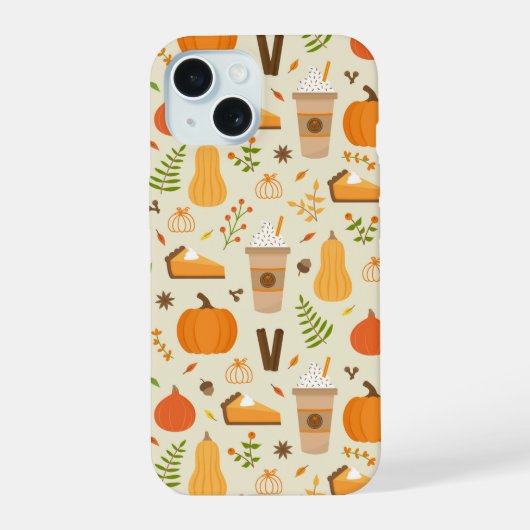 Leuke Oranje Herfst Patroon iPhone 15 Case (Achterkant)