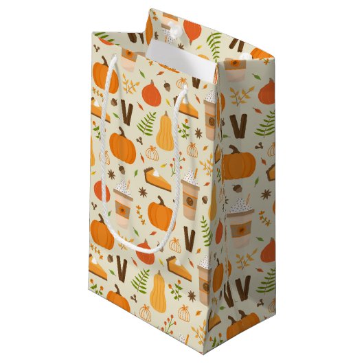 Leuke Oranje Herfst Patroon Klein Cadeauzakje (Voorkant Gekanteld)