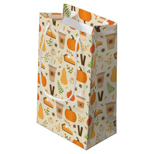 Leuke Oranje Herfst Patroon Klein Cadeauzakje (Achterkant Gekanteld)