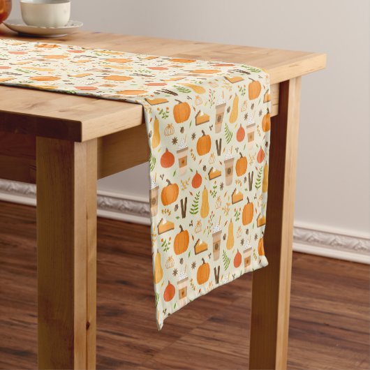 Leuke Oranje Herfst Patroon Korte Tafelloper (Voorbeeld)
