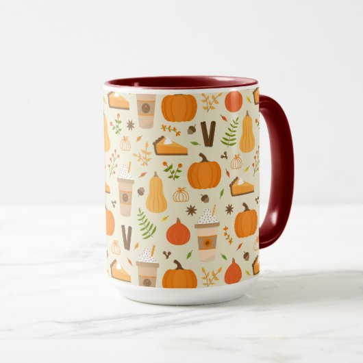 Leuke Oranje Herfst Patroon Mok (Voorkant rechts)