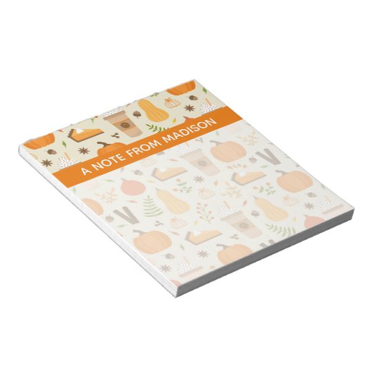 Leuke Oranje Herfst Patroon Notitieblok (Schuin)