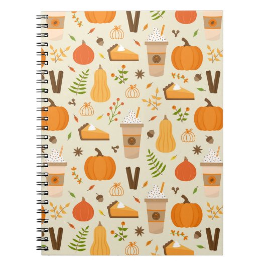Leuke Oranje Herfst Patroon Notitieboek (Voorkant)