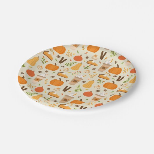 Leuke Oranje Herfst Patroon Papieren Bordje (Gekanteld)