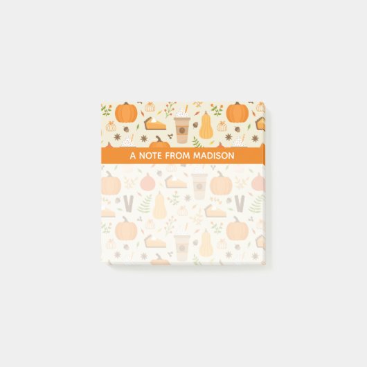 Leuke Oranje Herfst Patroon Post-it® Notes (Voorkant)