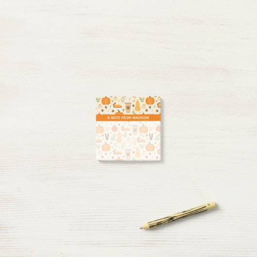 Leuke Oranje Herfst Patroon Post-it® Notes (Op bureau)