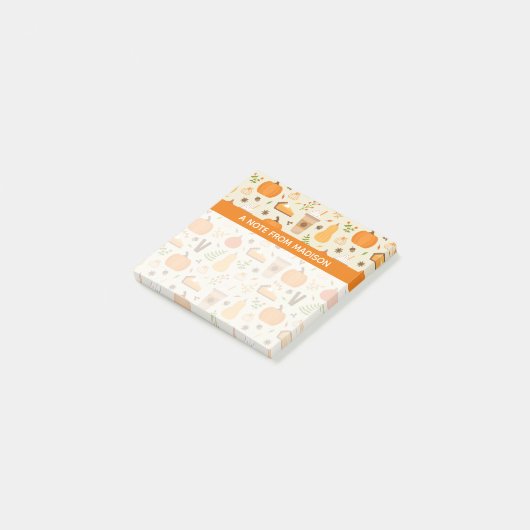 Leuke Oranje Herfst Patroon Post-it® Notes (Schuin)