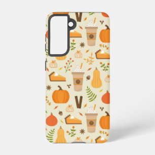 Leuke Oranje Herfst Patroon Samsung Galaxy Hoesje
