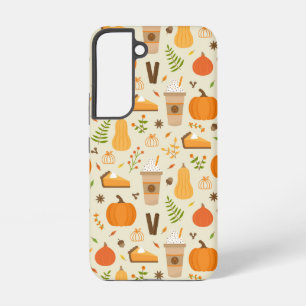 Leuke Oranje Herfst Patroon Samsung Galaxy Hoesje
