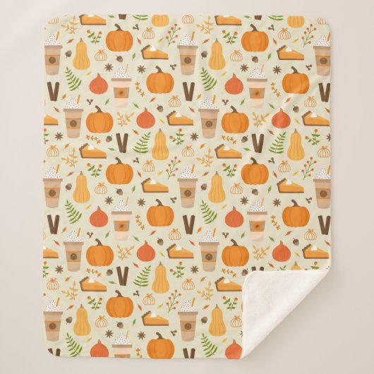Leuke Oranje Herfst Patroon Sherpa Deken (Voorkant)