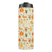 Leuke Oranje Herfst Patroon Thermosbeker (Voorkant)
