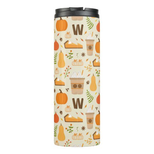 Leuke Oranje Herfst Patroon Thermosbeker (Achterkant)