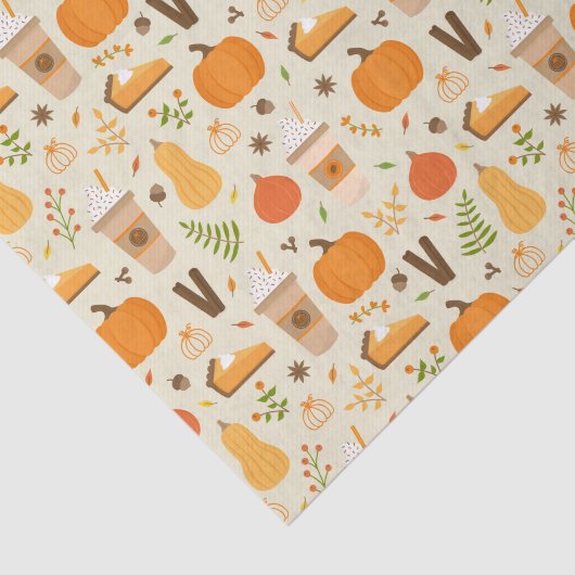 Leuke Oranje Herfst Patroon Tissuepapier (Detail)
