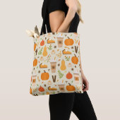 Leuke Oranje Herfst Patroon Tote Bag (Dichtbij)