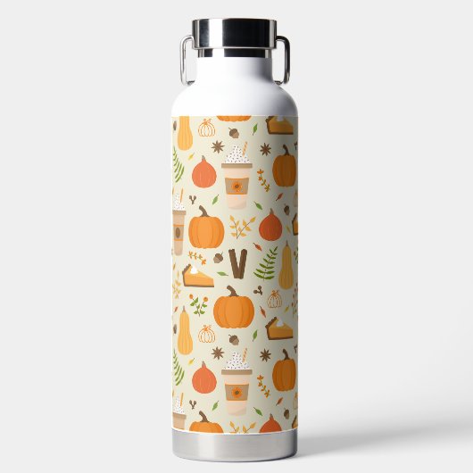 Leuke Oranje Herfst Patroon Waterfles (Voorkant)