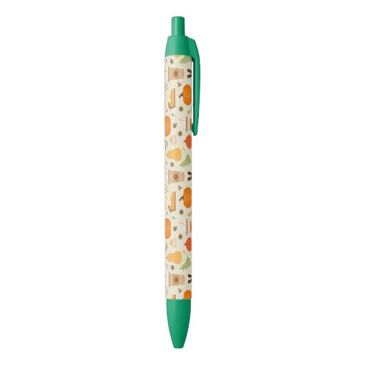 Leuke Oranje Herfst Patroon Zwarte Inkt Pen (Achterkant (Verticaal))