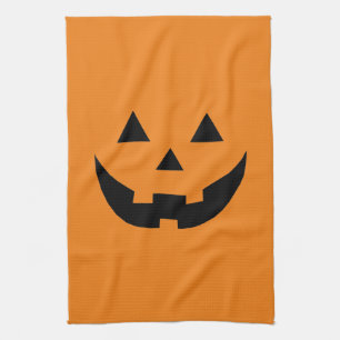 Leuke oranje jack o lantaarn pompoen gezicht Hallo Theedoek