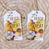 Leuke oranje kabouter waterverf trick or treat gun cadeaulabel