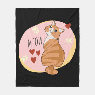 Leuke oranje kat fleece deken