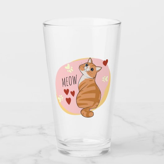 Leuke oranje kat glas (Voorkant)