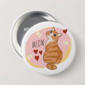 Leuke oranje kat ronde button 7,6 cm (Voorkant /achterkant)
