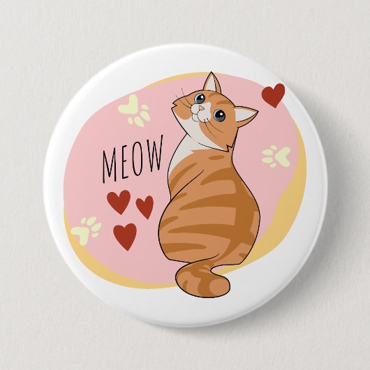 Leuke oranje kat ronde button 7,6 cm (Voorkant)