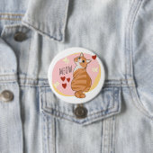 Leuke oranje kat ronde button 7,6 cm (In situ)