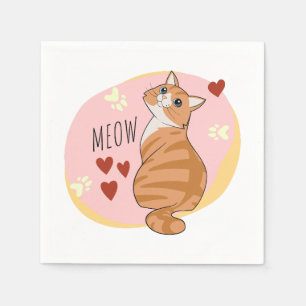 Leuke oranje kat servet