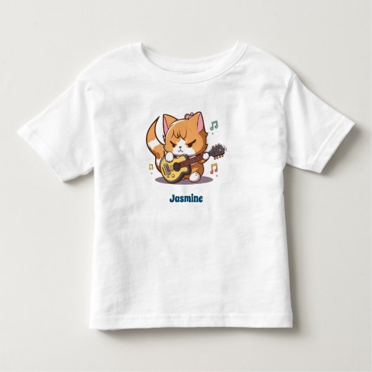 Leuke Oranje kat spelen gitaar Kinder Shirts (Voorkant)