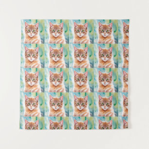 Leuke oranje kat wandkleed