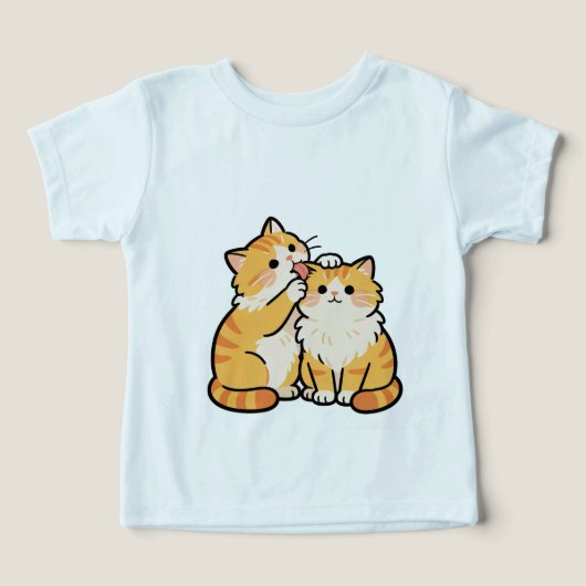 Leuke Oranje Katten Koppel Kinderen T-shirt (Design voorkant)