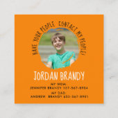 Leuke Oranje Playdate Call Waterverf Script Foto Vierkante Visitekaartje (Achterkant)