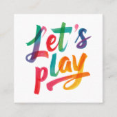 Leuke Oranje Playdate Call Waterverf Script Foto Vierkante Visitekaartje (Voorkant)