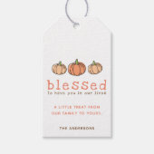 Leuke Oranje pompoen gezegende Thanksgiving Cadeaulabel (Voorkant)