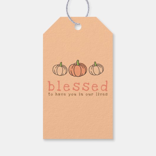 Leuke Oranje pompoen gezegende Thanksgiving Cadeaulabel (Achterkant)