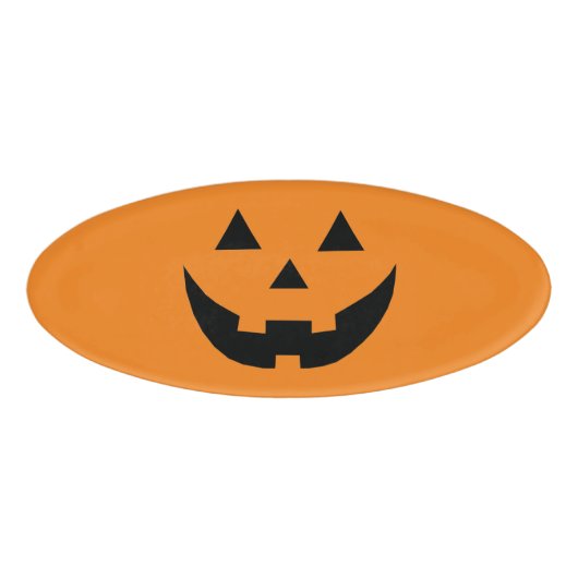 Leuke oranje pompoen jack o lantaarn Halloween Naambadge (Voorkant)