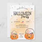 Leuke oranje pompoen waterverf kinder Halloween fe Kaart (Voorkant)