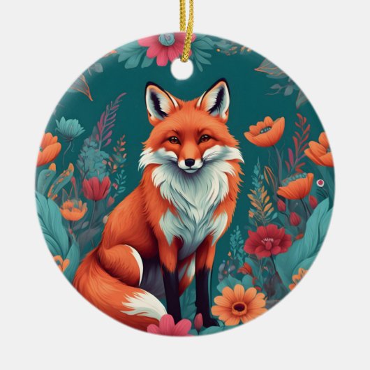 Leuke oranje vos keramisch ornament (Voorkant)