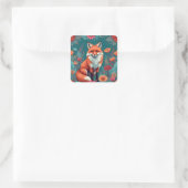 Leuke oranje vos vierkante sticker (Tas)