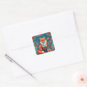 Leuke oranje vos vierkante sticker (Envelop)