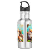 Leuke oranje vos Woodlands Floral gepersonaliseerd Waterfles (Achterkant)