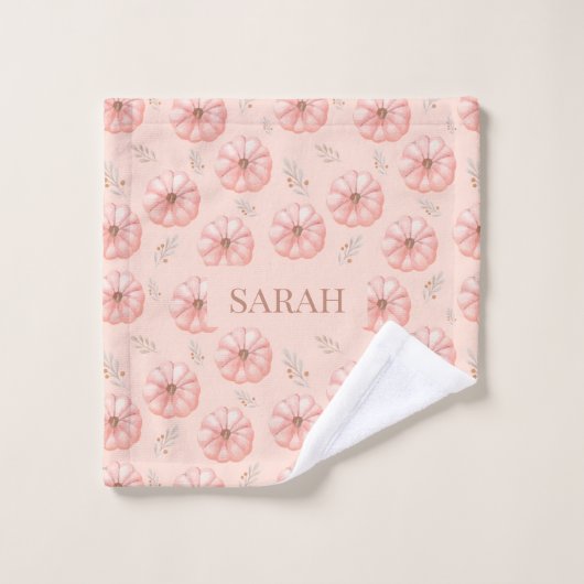 Leuke Oranje Waterverf pompoen Herfst Bad Handdoek (Wasdoekje)